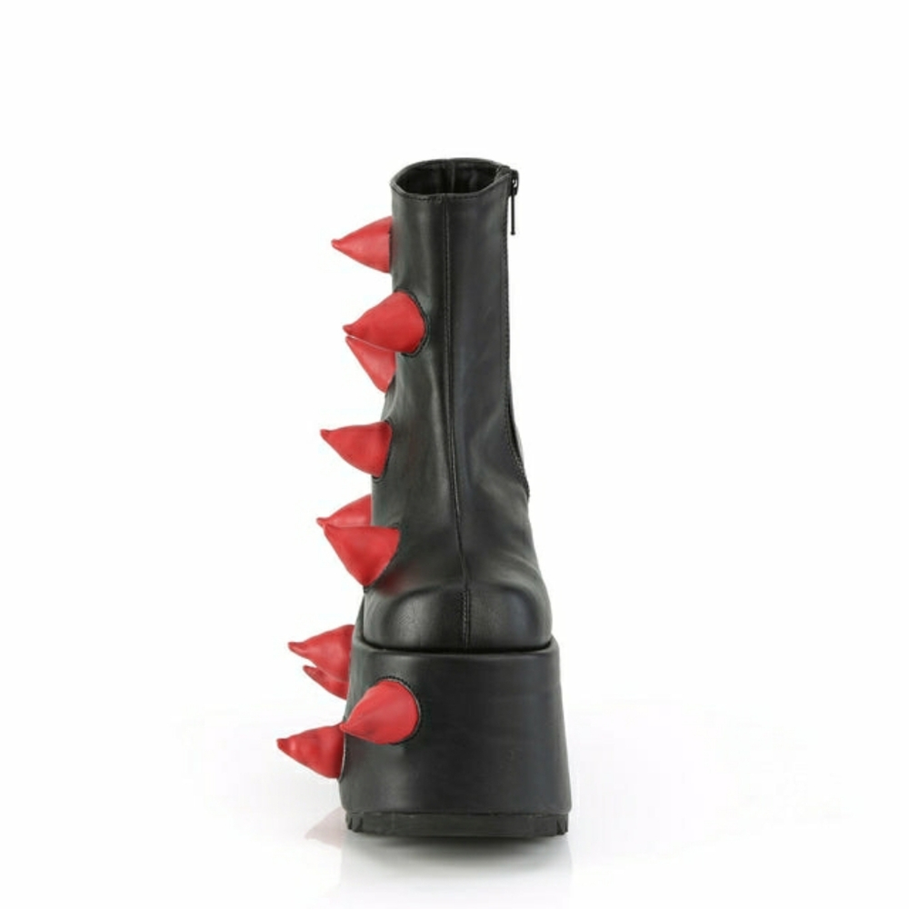 SOLD Demonia Cult Slay 77 Spikey Red Black 7" Platform Ankle Boots 7 - Picture 2 of 9